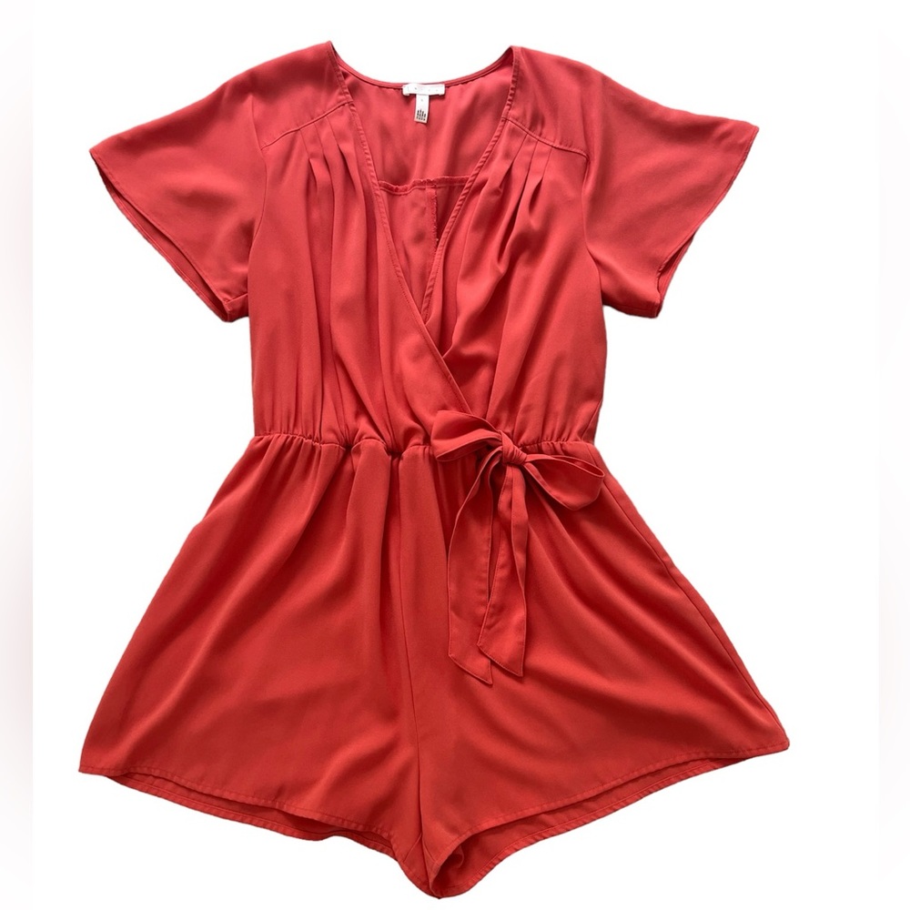 Leith Orange Vneck Wrap Top Romper